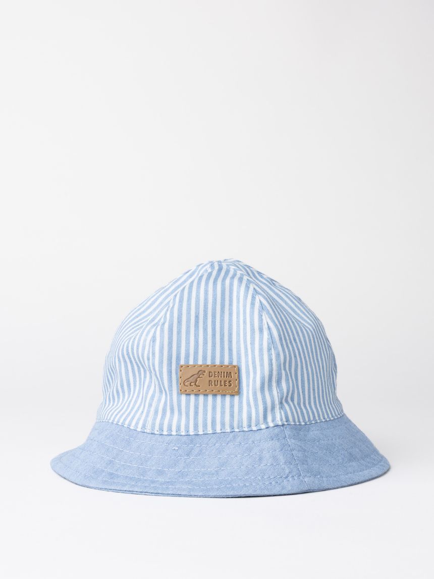 Cappello bimbo righe bianco/azzurro "denim rules"