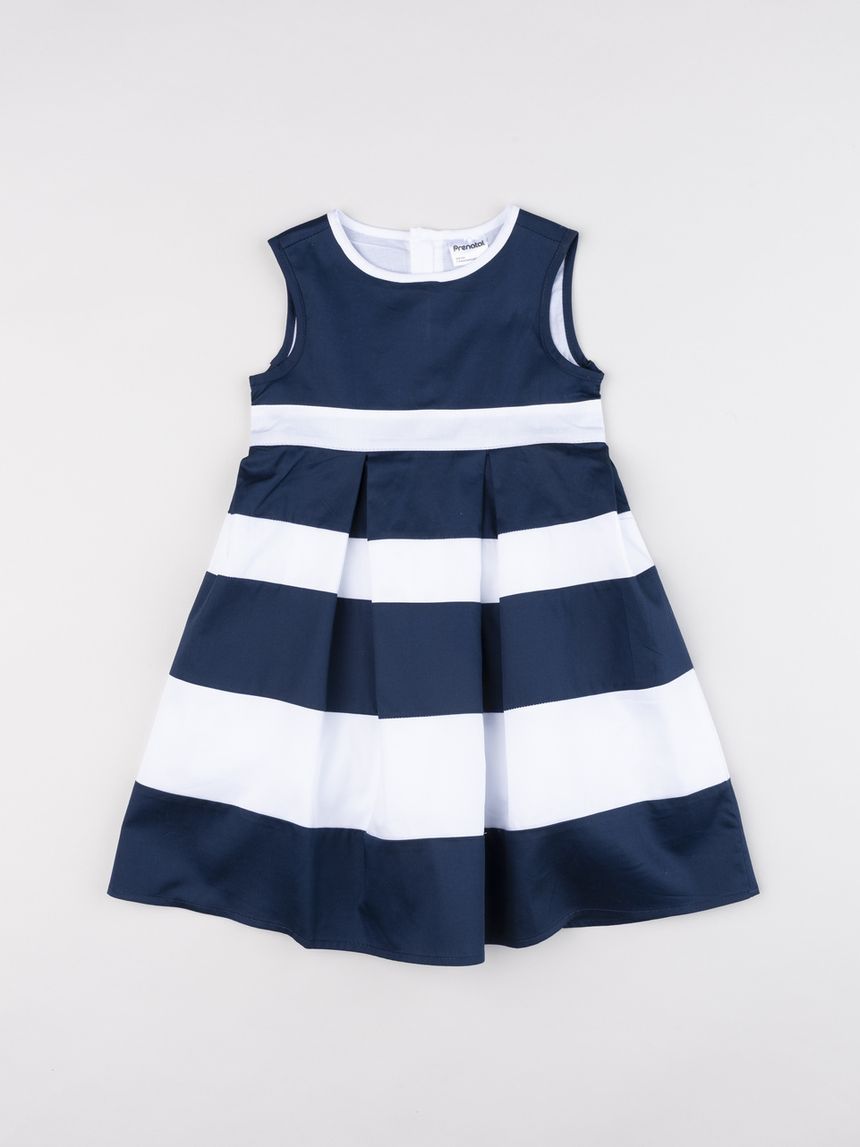 Abito smanicato bambina a righe blu e bianche
