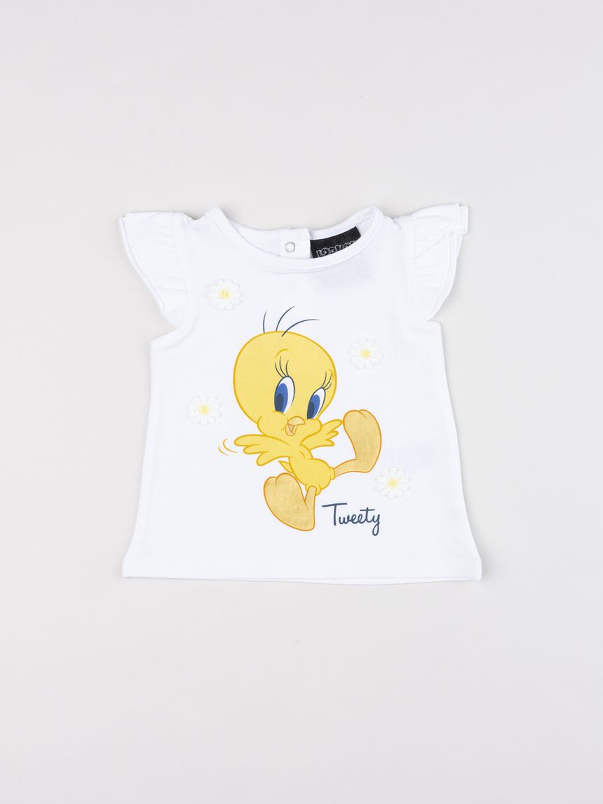 T-shirt bimba tweety maniche ad aletta