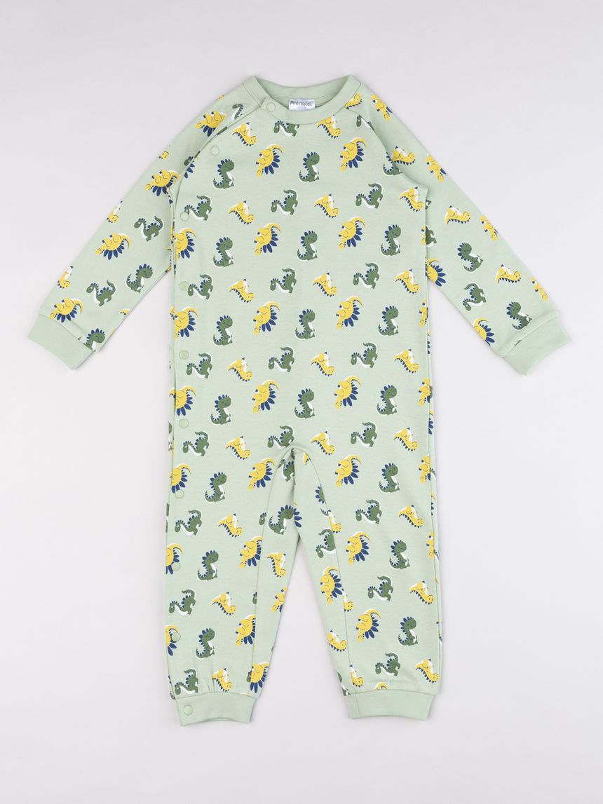 Pigiama lungo bimbo verde "dino"