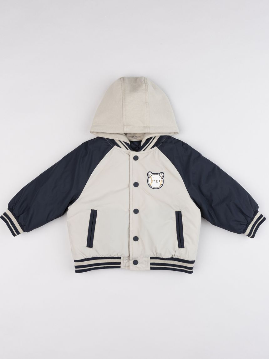 Giubbino bomber bimbo bicolor beige/blu