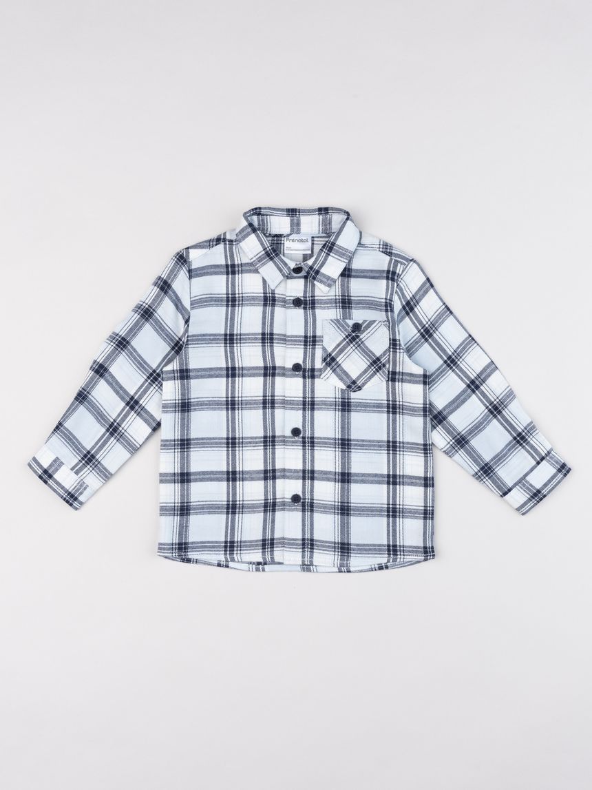Camicia in flanella bambino a quadri bianca e blu