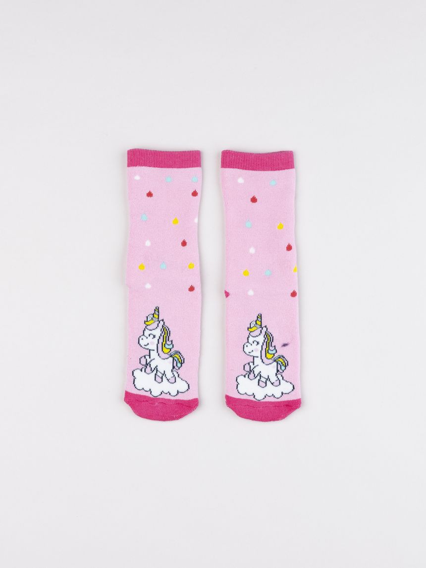Calze antiscivolo bimba rosa unicorni