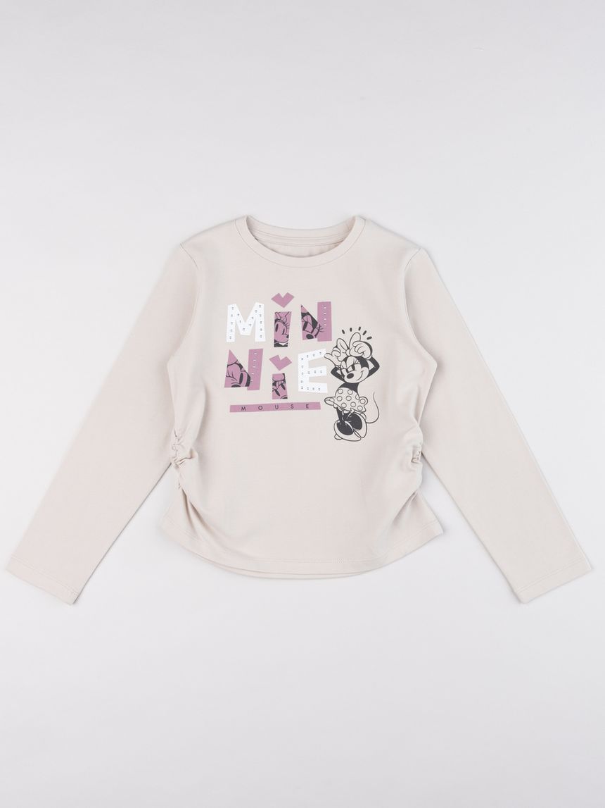 T-shirt bambina maniche lunghe minnie beige