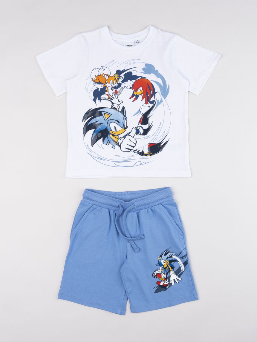 Completo estivo bambino t-shirt e shorts sonic