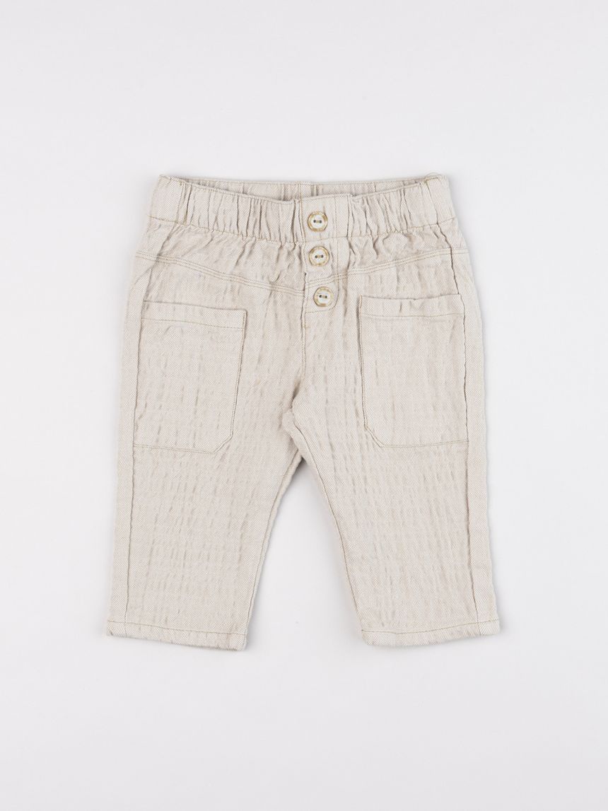 Pantalone elegant bimbo beige con tasche