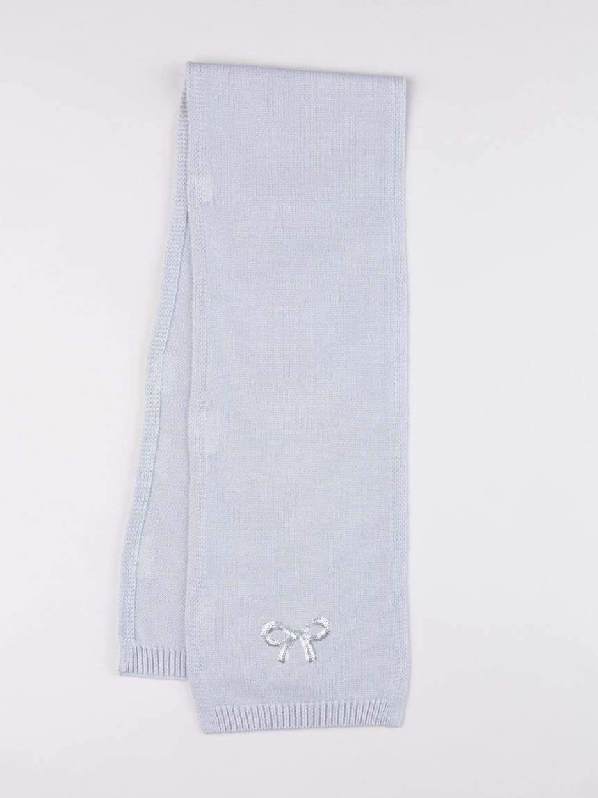 Sciarpa bambina tricot grigia con fiocchetto