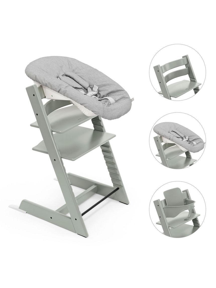 Pack seggiolone tripp trapp® con set per neonato - kit glacier green - stokke