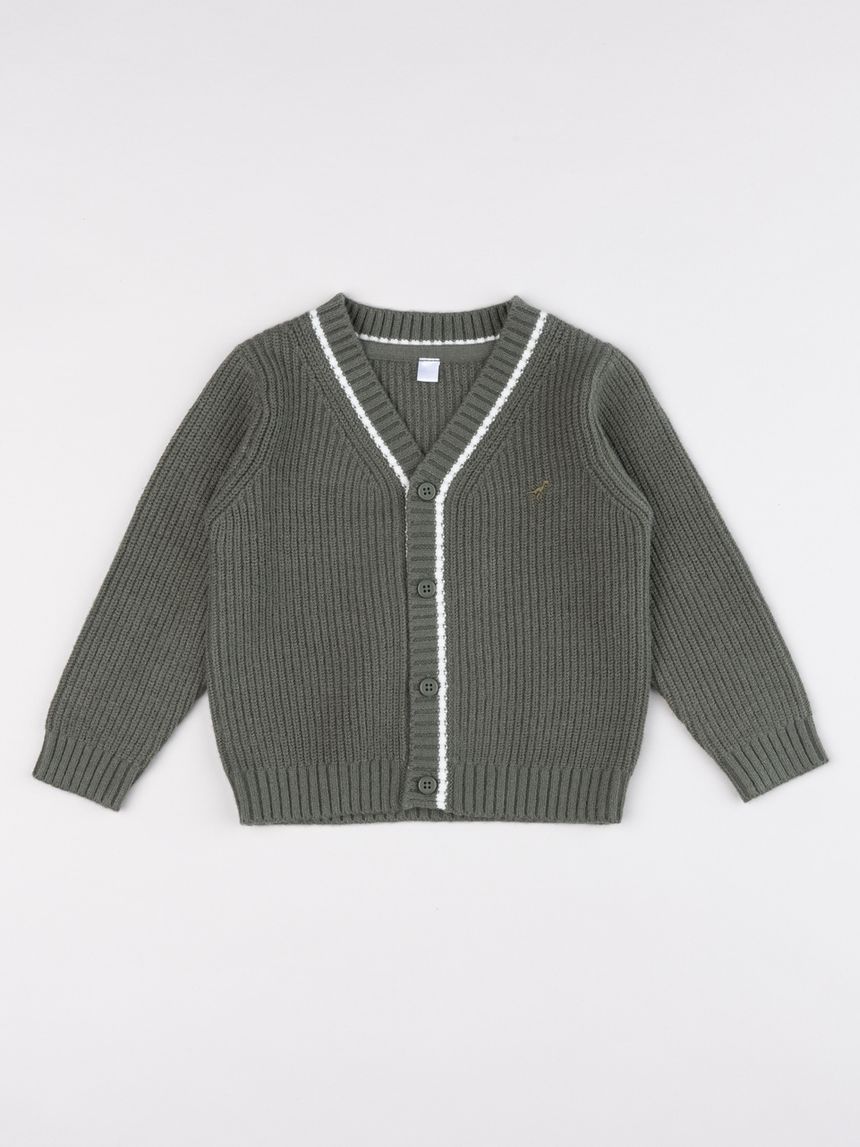 Cardigan bimbo verde in maglia stile college