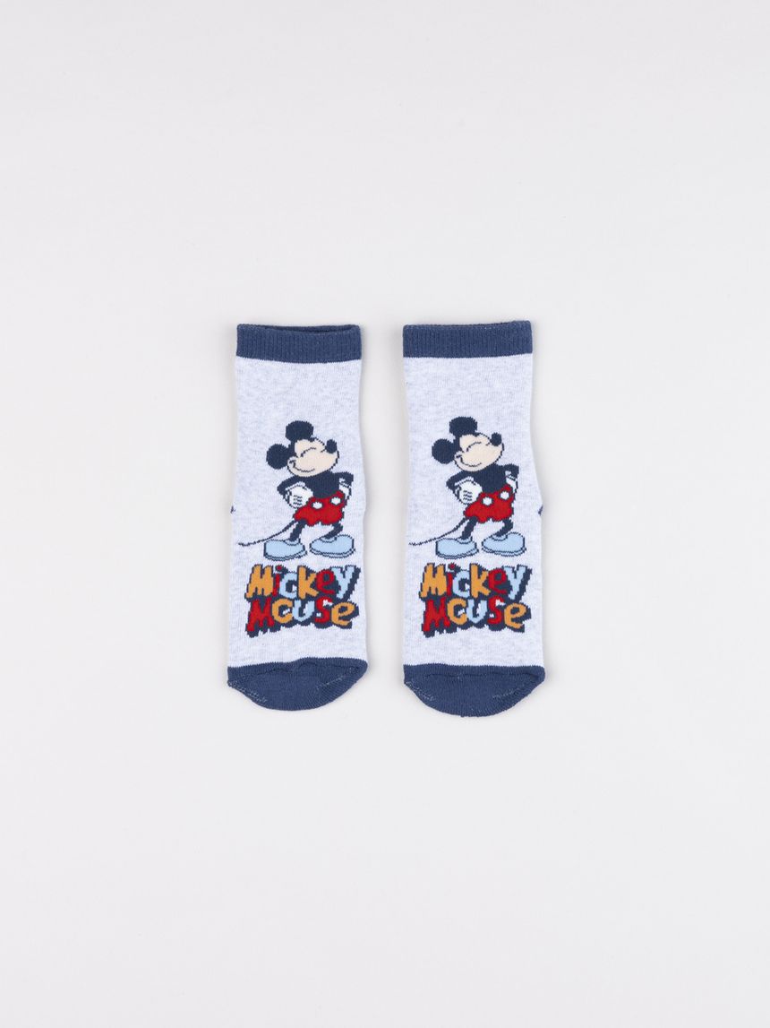 Calze antiscivolo bimbo grigio con mickey mouse