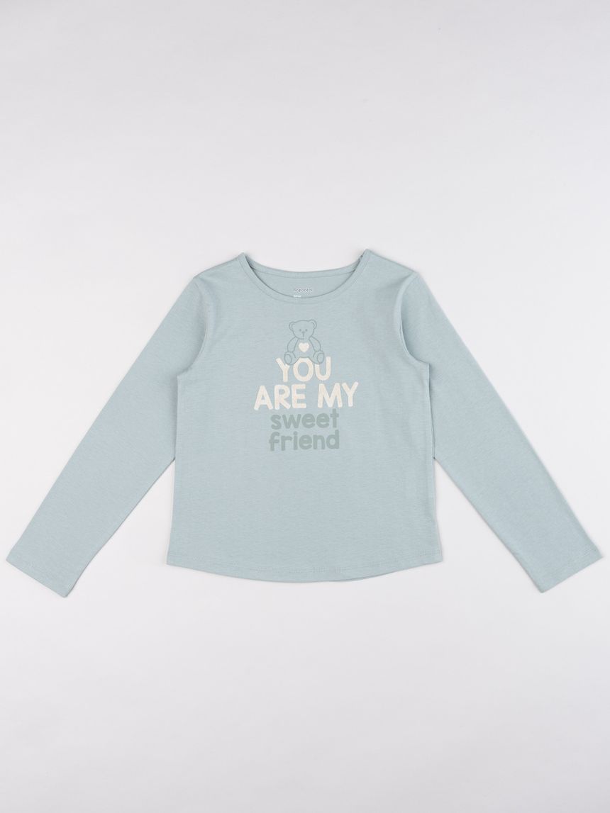 T-shirt bambina verde chiaro "sweet friend"
