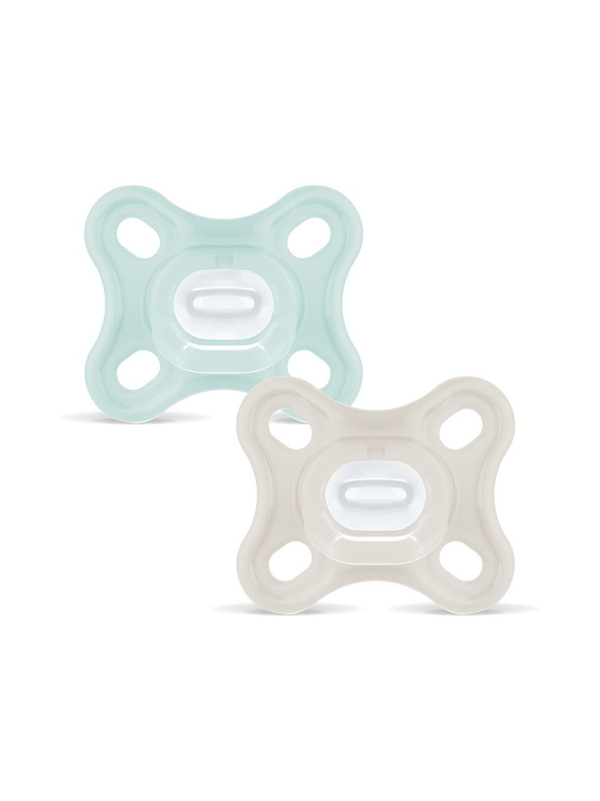 Mam comfort succhietto 0-3 mesi (set da 2), ciuccio mam 0-3 mesi in 100% silicone con design unico, neutro/verde