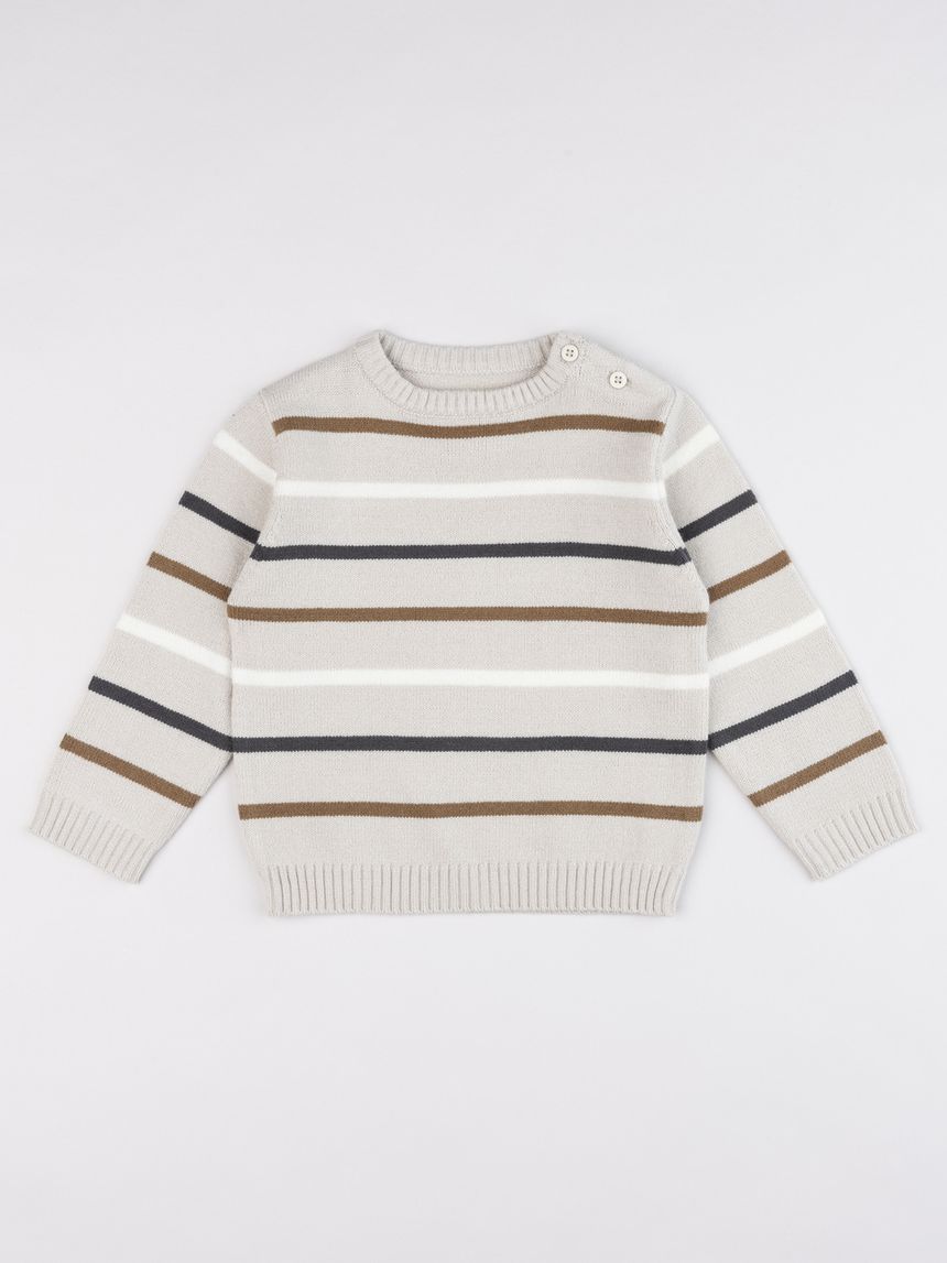 Maglia tricot bimbo beige trama orizzontale