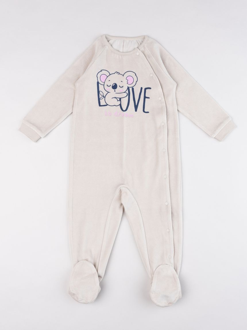 Pigiama intero bimbo in ciniglia koala "love to dream"