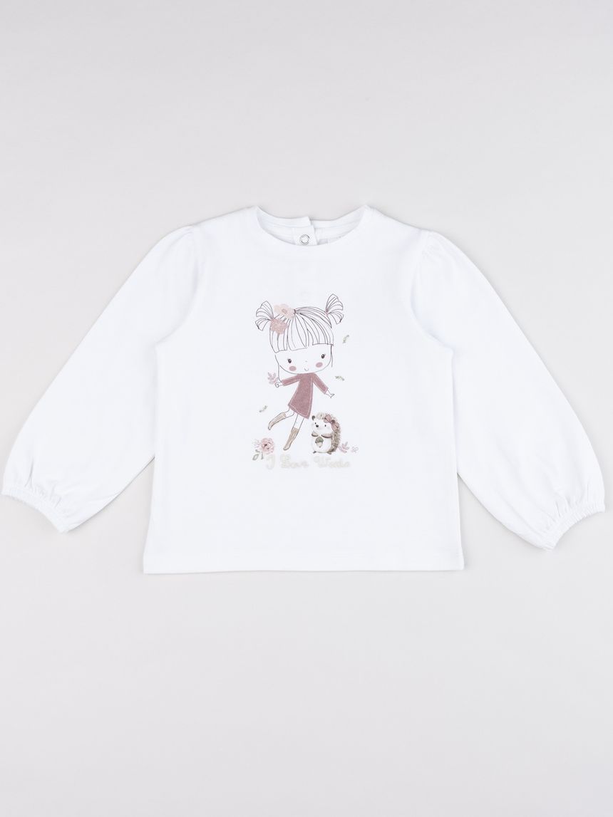 T-shirt bimba bianca stampata