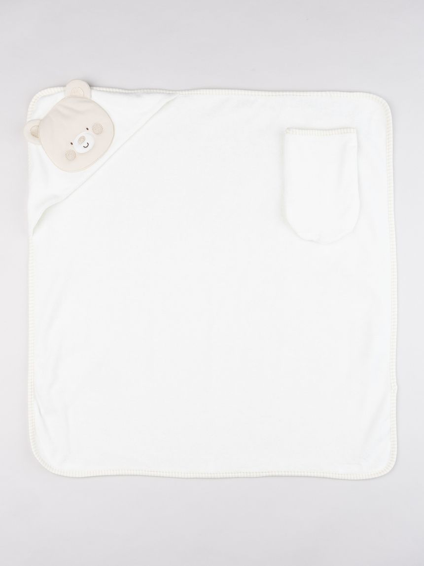 3 Pezzi Accappatoi Neonato In Morbido Corallino Con Disegni Animali - Taglia 80x80 Cm, Asciugamano Da Bagnetto Per Bambini 0-12 Mesi, Bianco/Marrone/Grigio