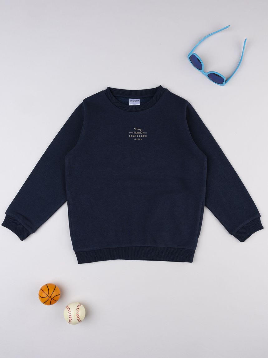Felpa bambino blu scuro con stampa minimal