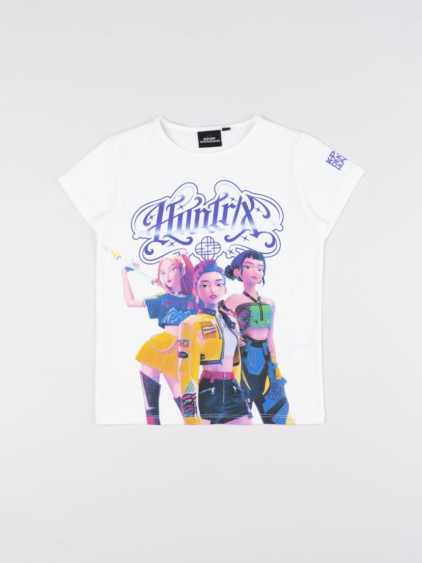 T-shirt bianca bambina k-pop "huntrix group"