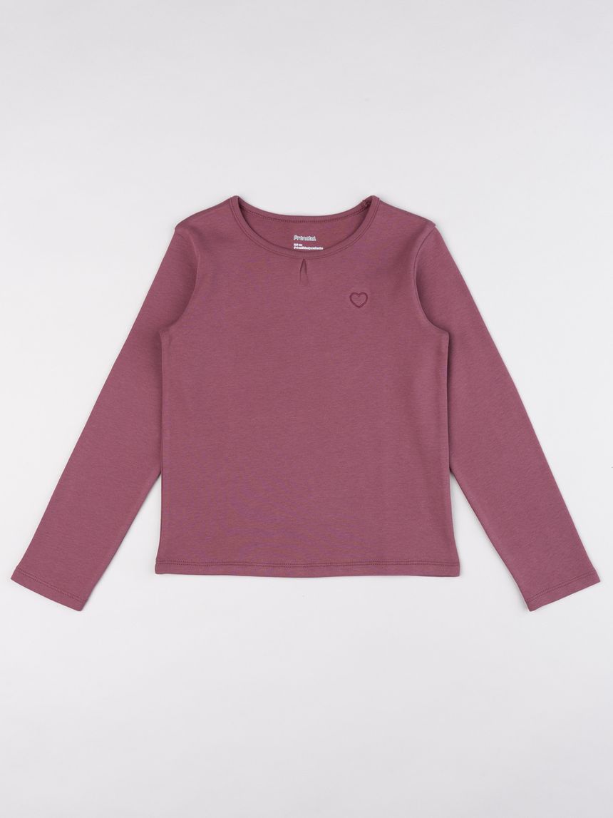 T-shirt bambina bordeaux con cuoricino
