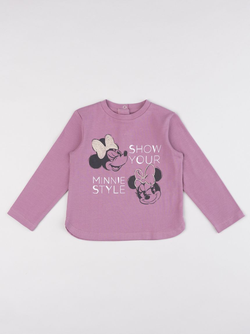 T-shirt manica lunga bimba rosa "minnie"