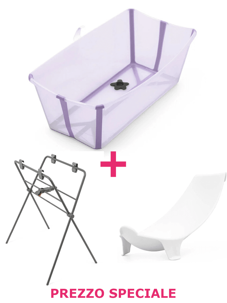 Flexi bath lavender + supporto per flexi e neonato a un prezzo speciale - stokke®