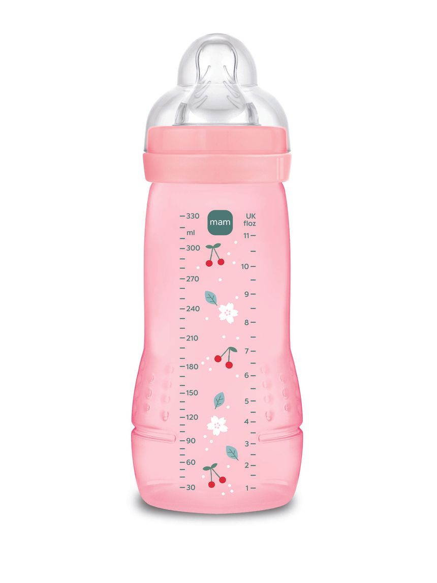 Mam biberon easy active 330 ml, biberon mam per bambini attivi ergonomico e pratico, rosa, 4+ mesi
