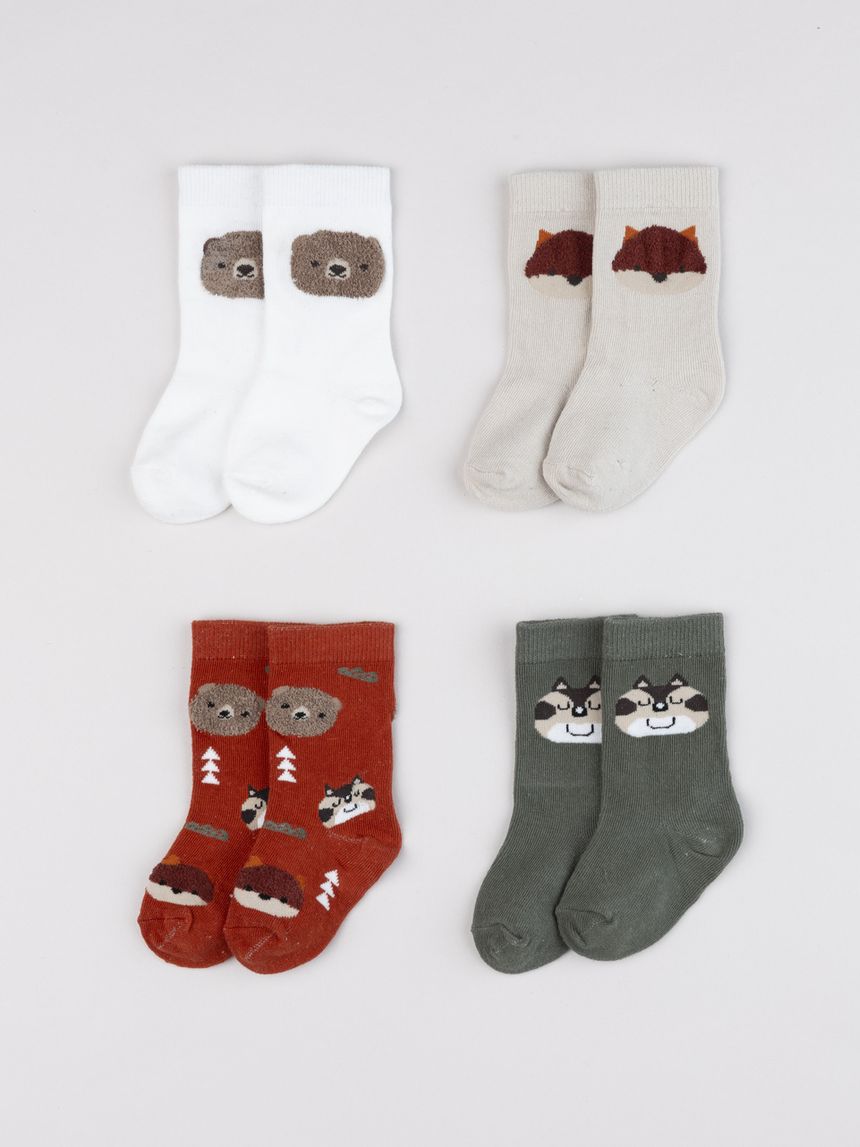 Pack 4 gambaletti bimbo con animaletti ricamati