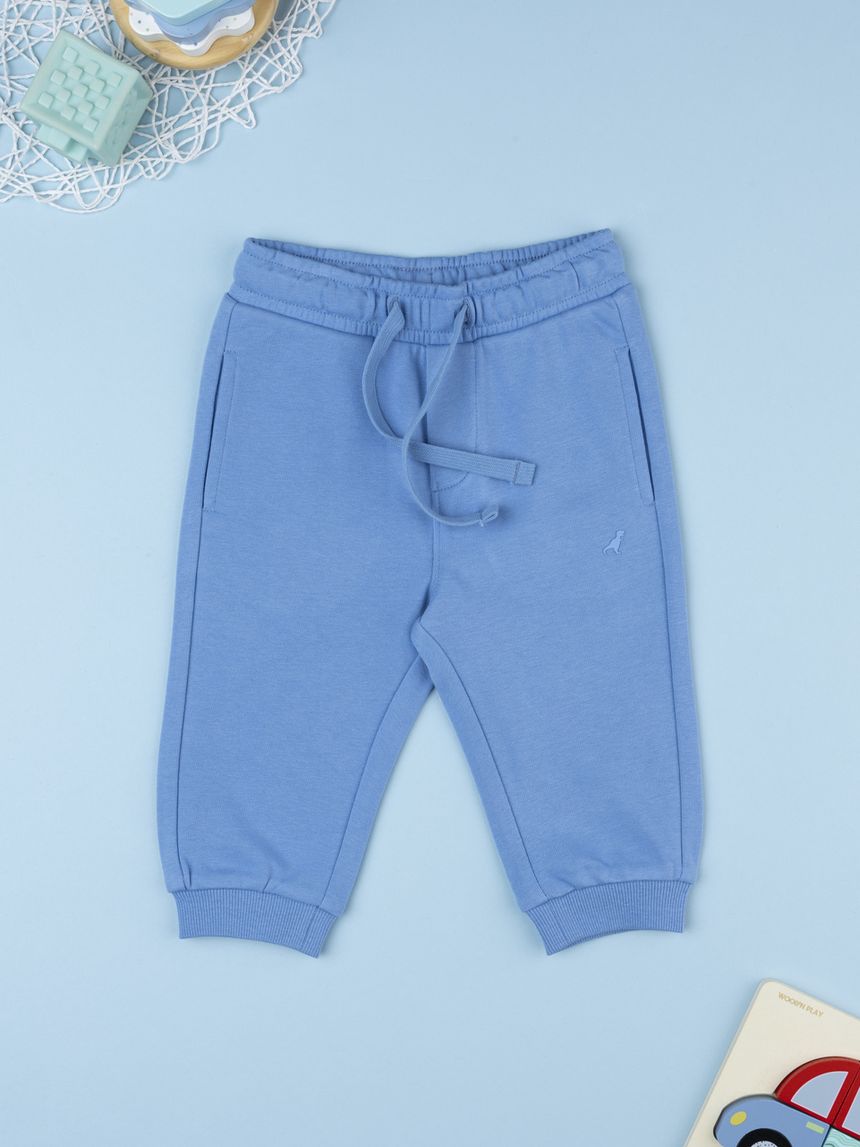 Pantalone french terry bimbo azzurro con coulisse