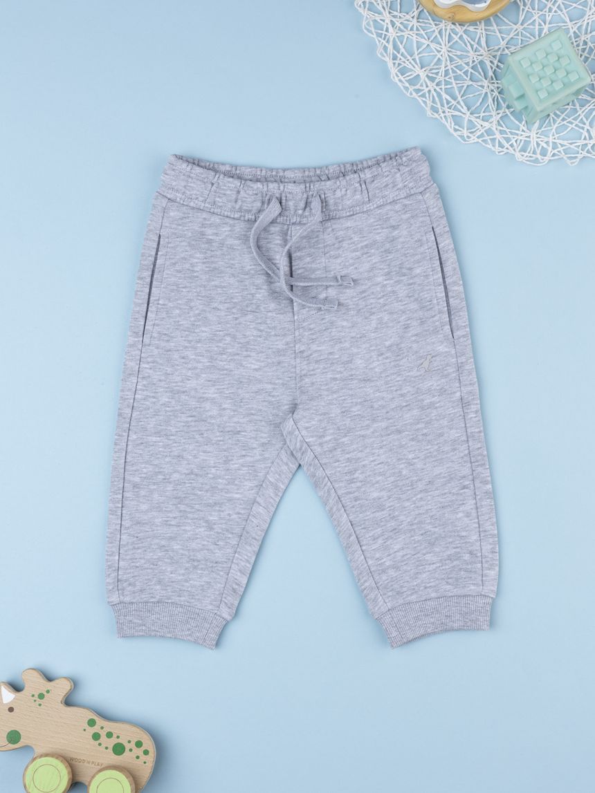 Pantalone french terry bimbo grigio con coulisse