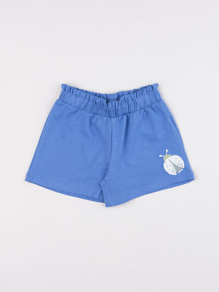 Shorts bimba blu stampa coccinella