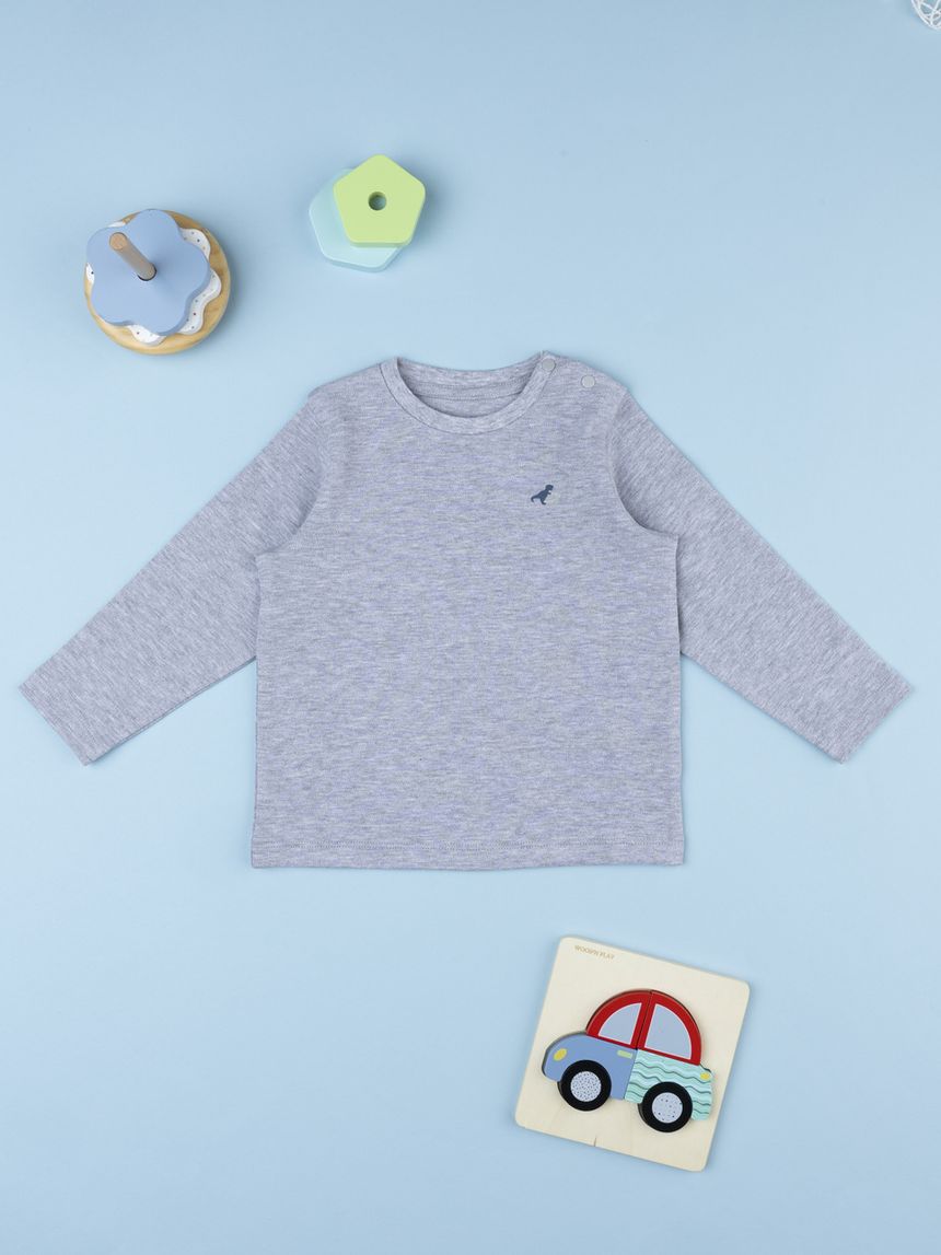 T-shirt bimbo tinta unita grigio