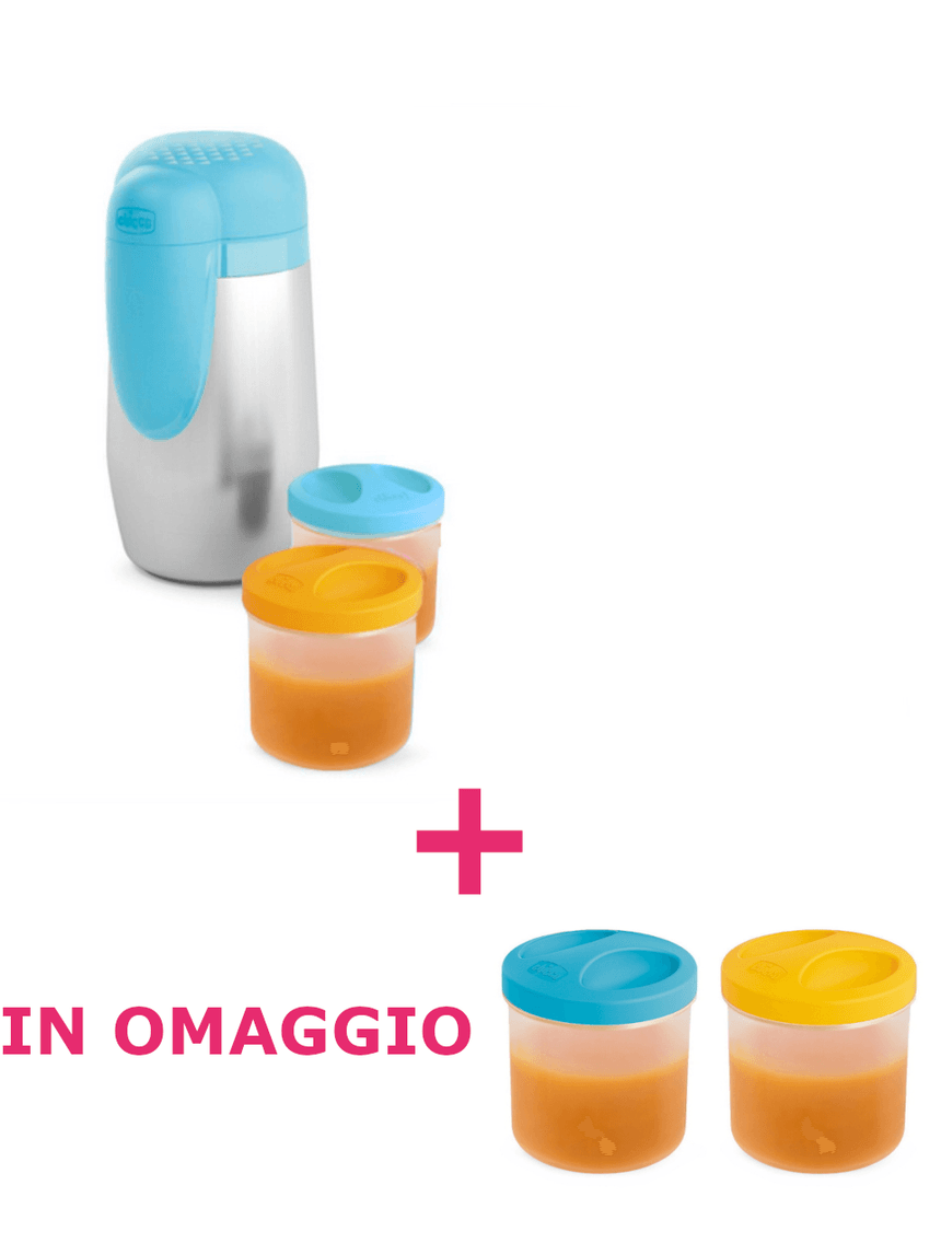 Portavivande termico step up + 2 vasetti thermos 2x250 ml in omaggio - chicco