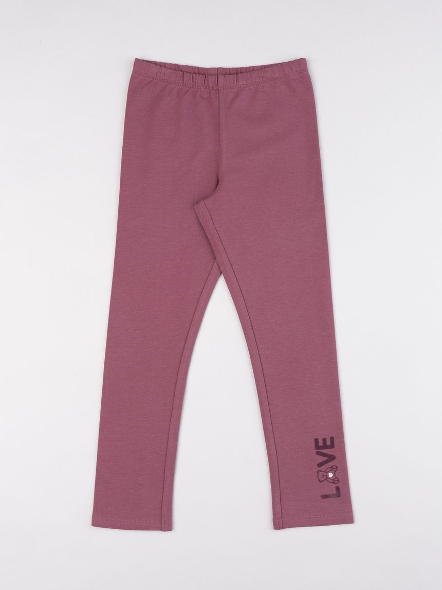 Leggings bambina bordeaux con stampa