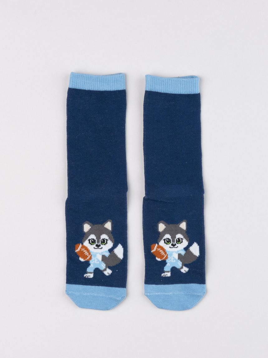 Antiscivolo bambino blu navy con husky sportivo