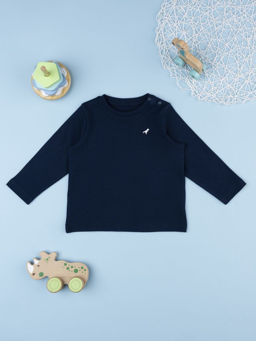 T-shirt bimbo tinta unita blu