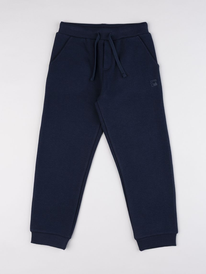 Pantaloni bambino blu notte felpati