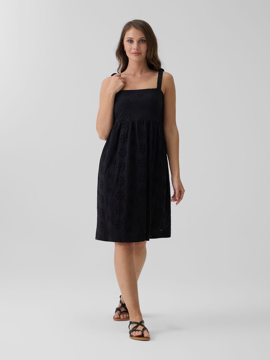 Abito premaman nero sangallo con spalline