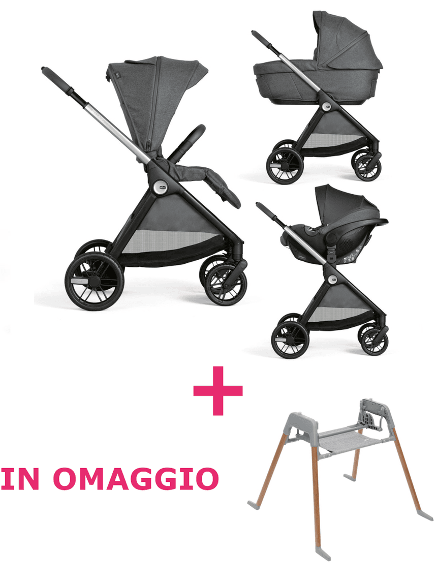 Trio bellagio 2 grand confort kory plus black satin + base lullaglide in omaggio - chicco