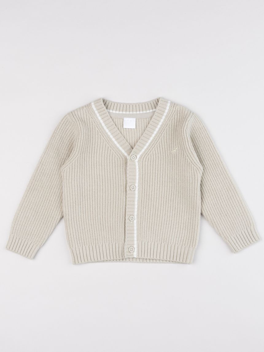Cardigan bimbo beige in maglia stile college
