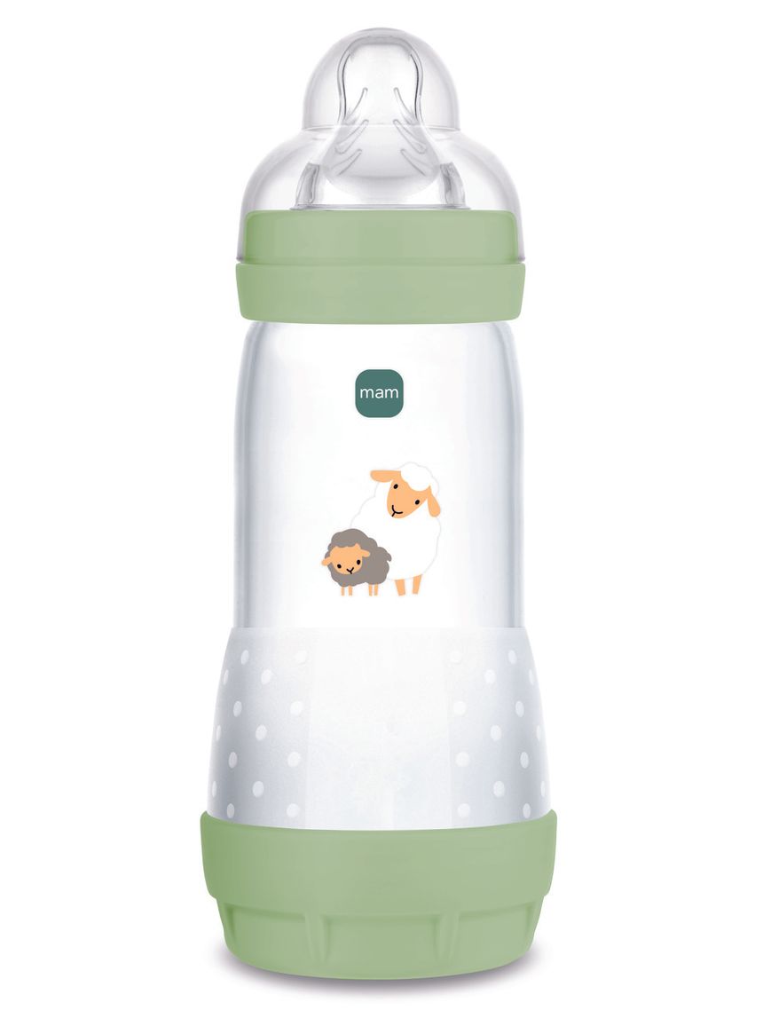 Mam biberon easy start 320 ml, biberon anticolica per allattamento misto, riduce le bolle d'aria e il rischio di coliche, verde, 4+ mesi