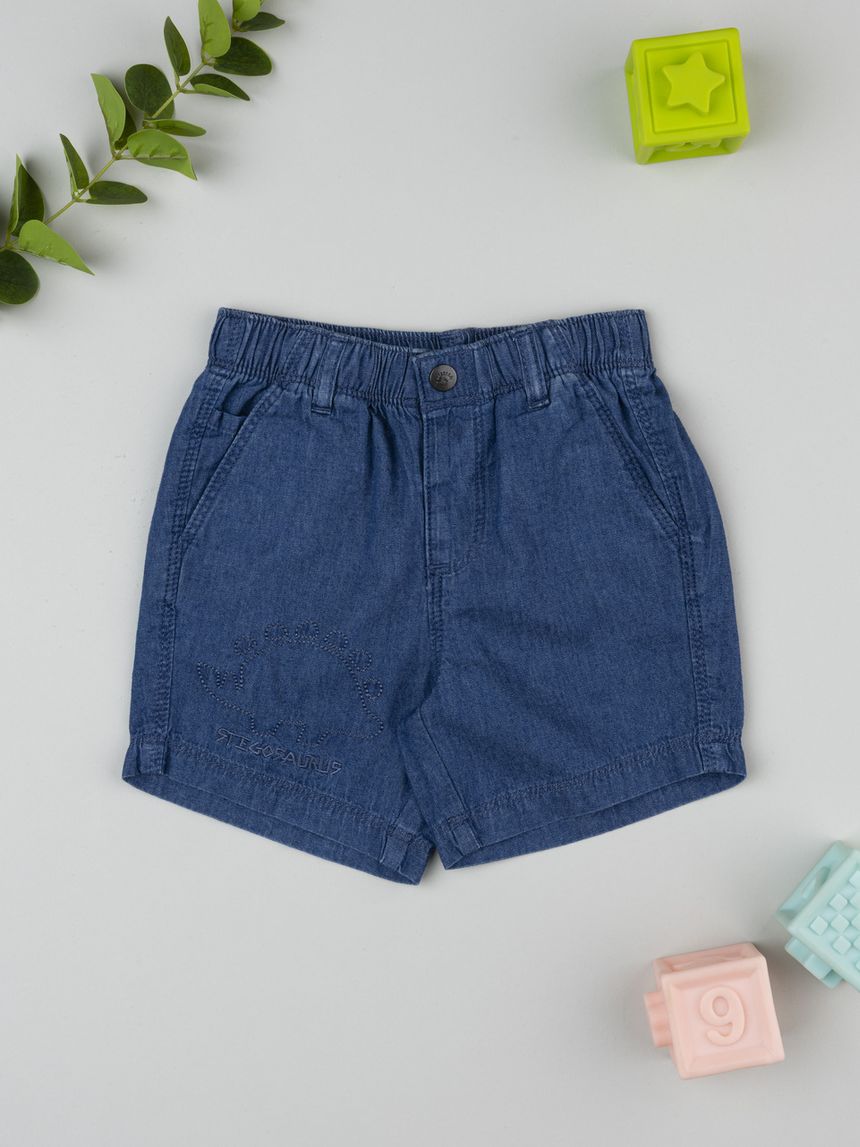 Shorts bimbo blu denim con coulisse
