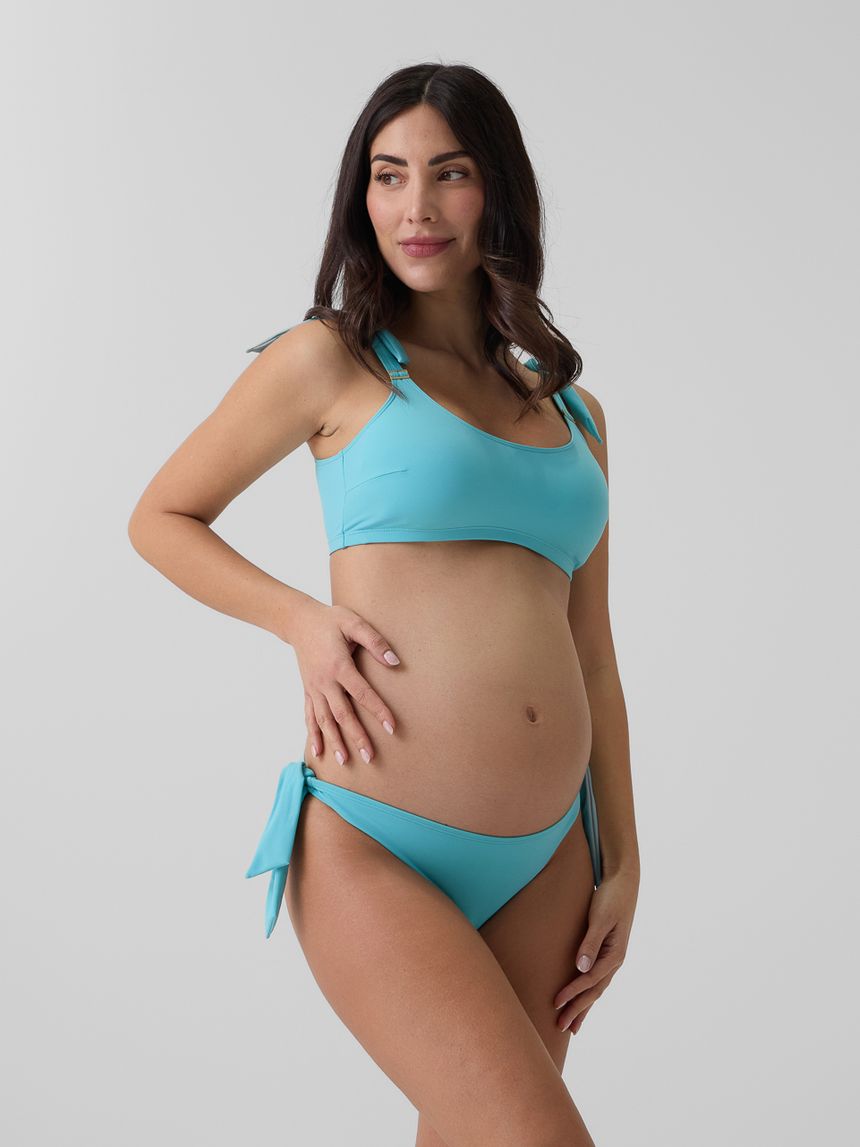 Slip bikini premaman azzurro con laccetti