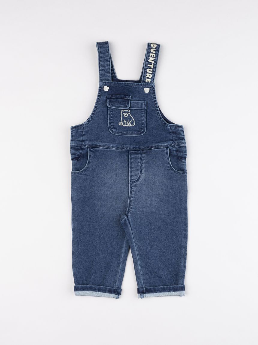 Salopette denim bimbo ricamo orso