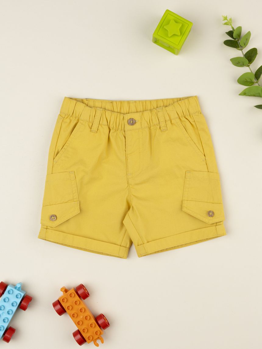 Shorts bimbo giallo con tasche