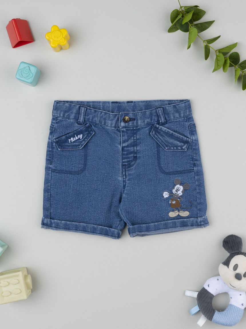 Pantaloni corti bimbo denim mickey mouse