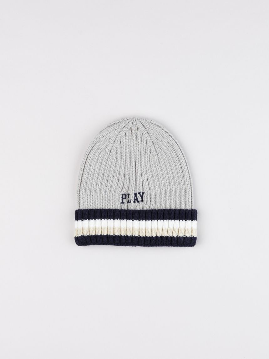 Cappellino tricot bimbo con ricamo sul davanti
