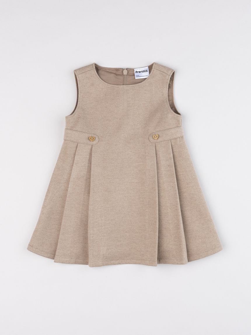 Abito bambina pinafore marrone con zip