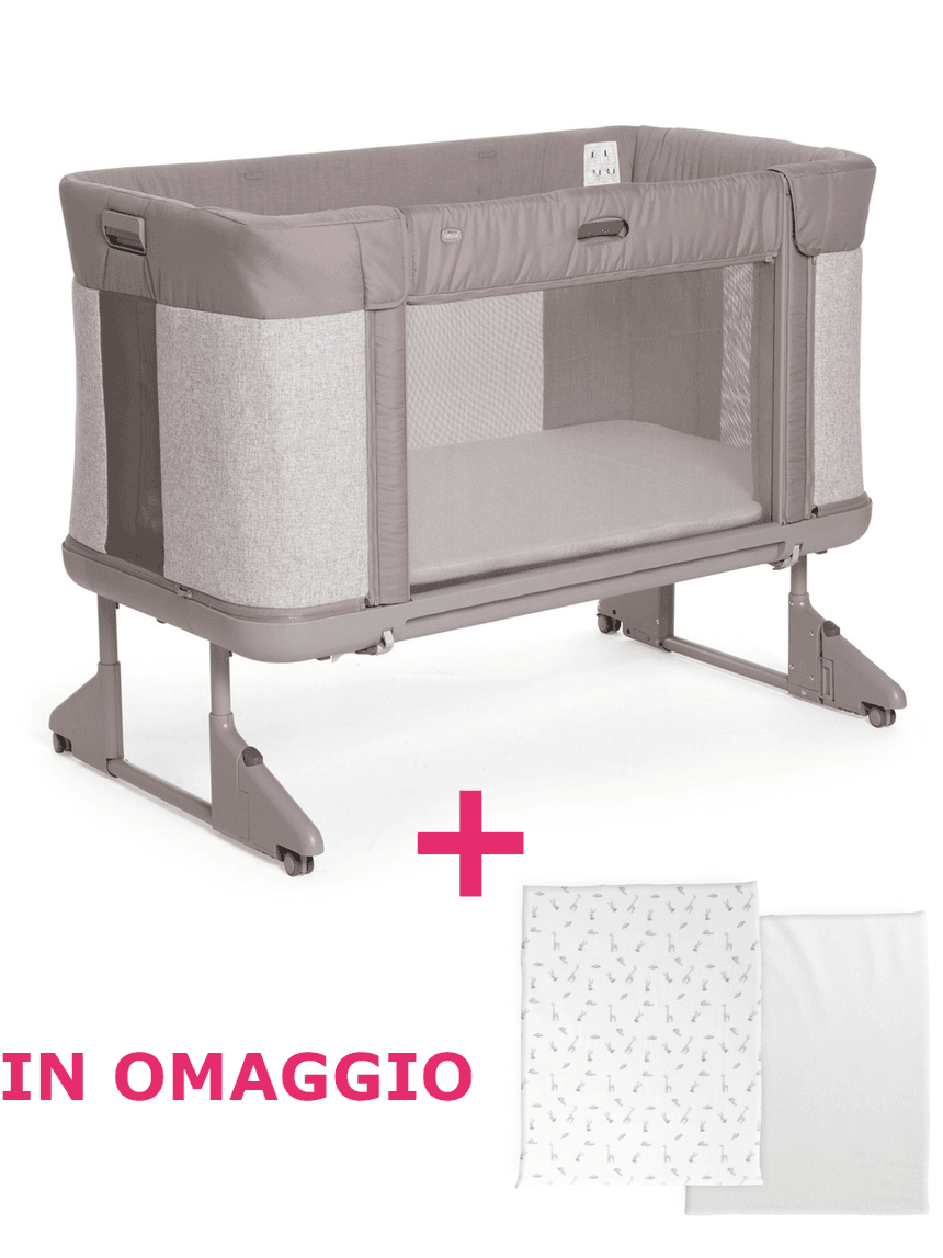Lettino next2me forever almond + set lenzuola cloud in omaggio - chicco