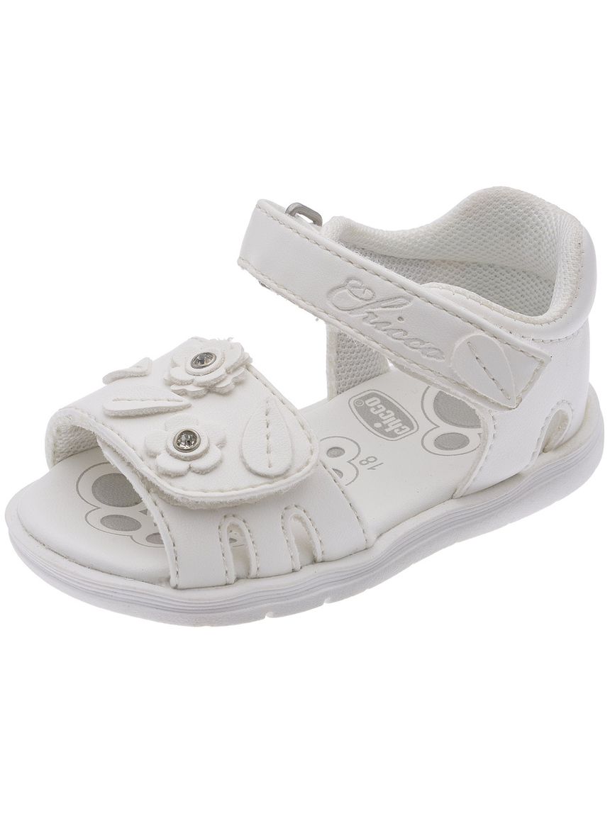 Sandali primi passi neonata bianchi con decorazioni - chicco guam