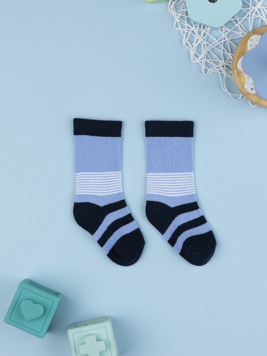 Coppia di calze bimbo azzurre a righe
